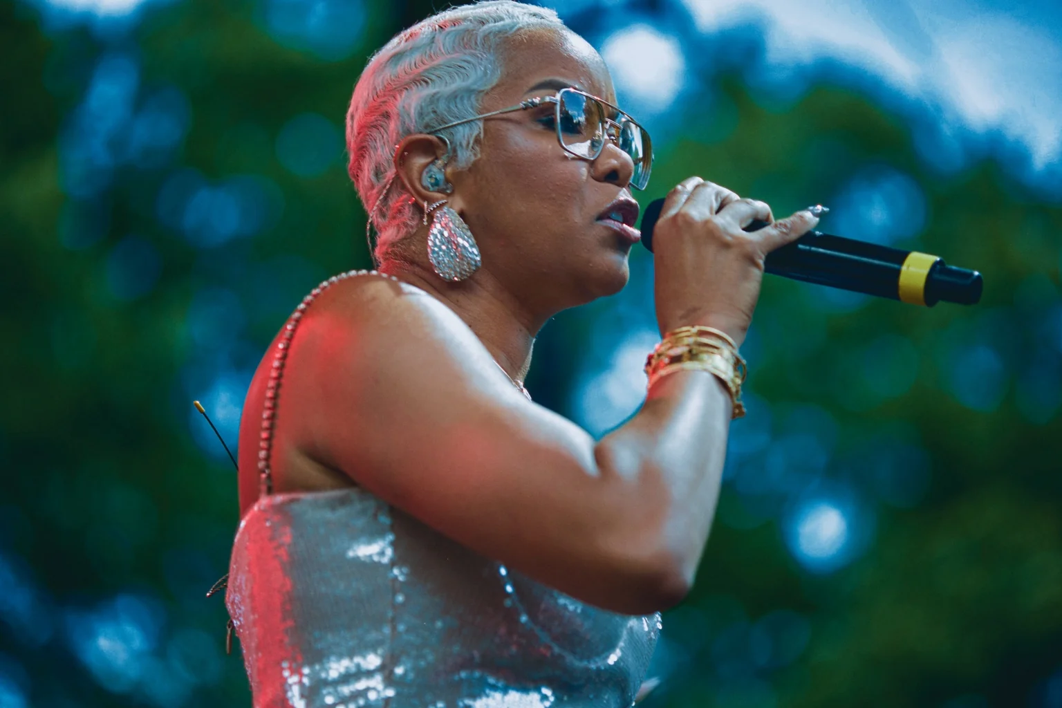 Outdoor live performance photographed from stage side