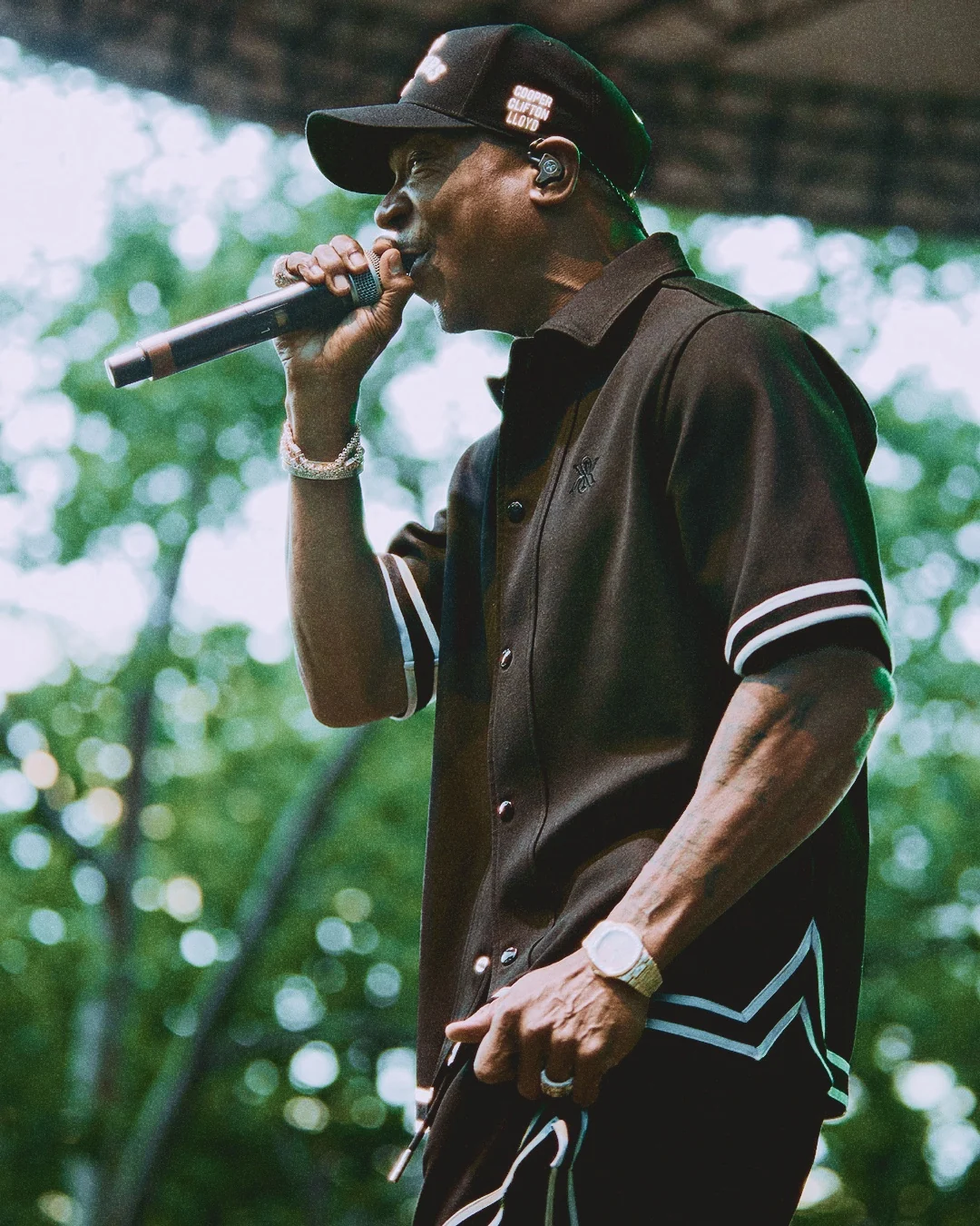 Performer photographed during an outdoor set